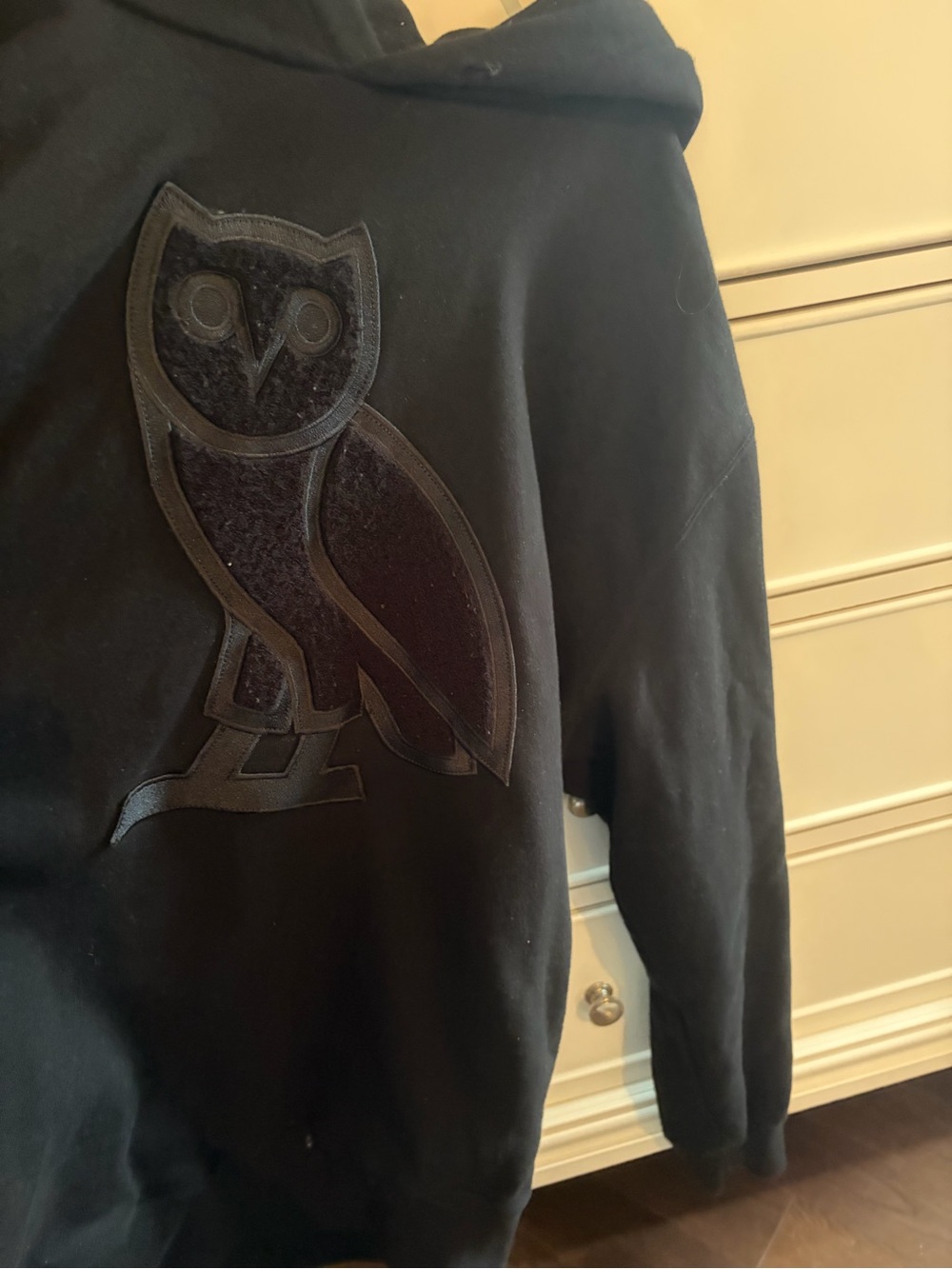 OVO Black Hoodie with Embossed Owl Patch